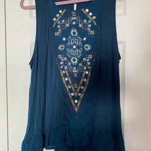 Women’s Knox Rose Blue Embroidered Shirt Size XXL